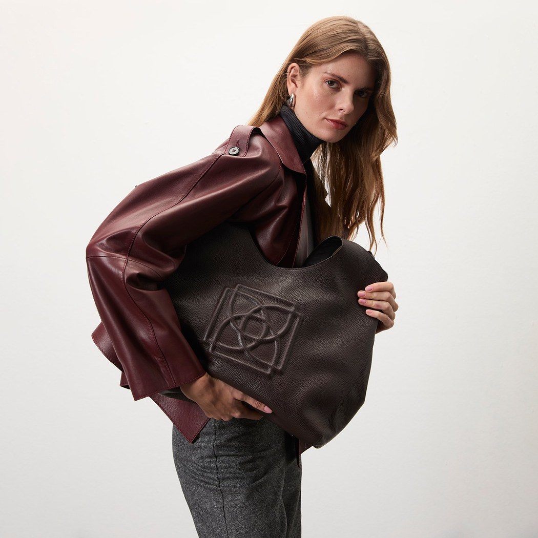 Amadika Bordo Kadın Deri Trençkot