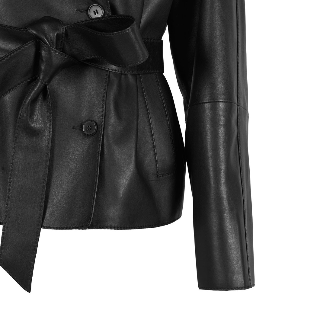 Amadika Siyah Kadın Deri Trençkot