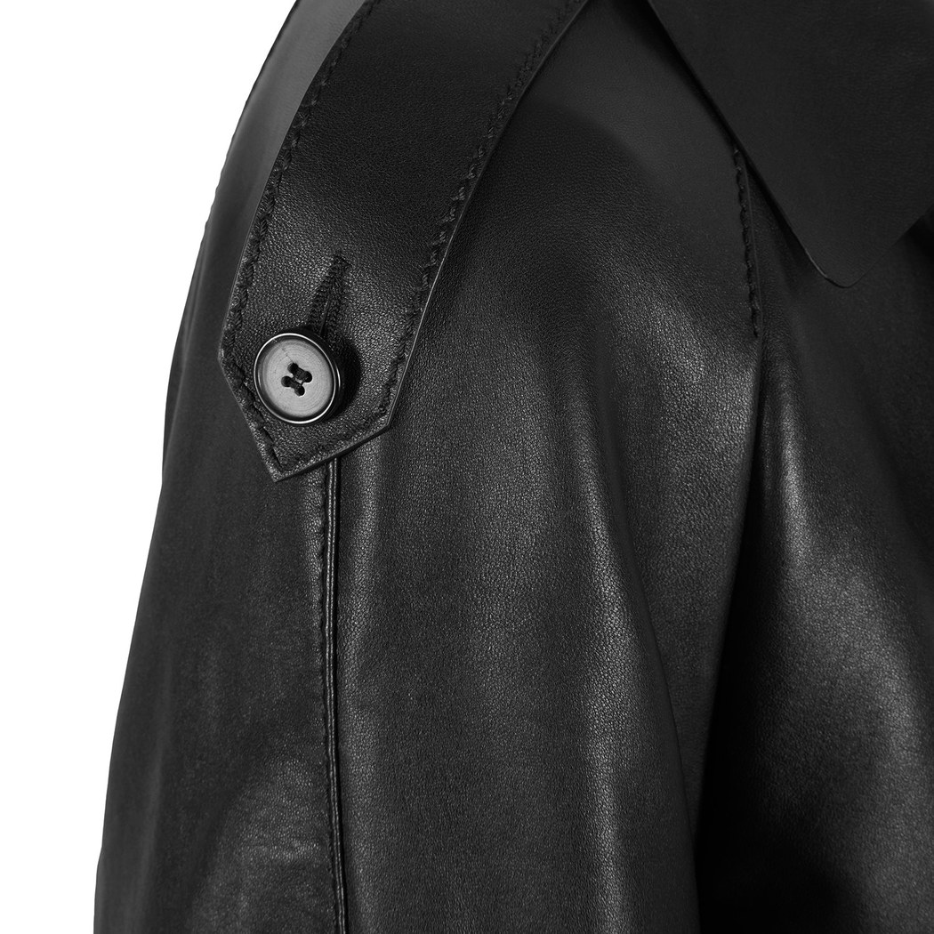 Amadika Siyah Kadın Deri Trençkot