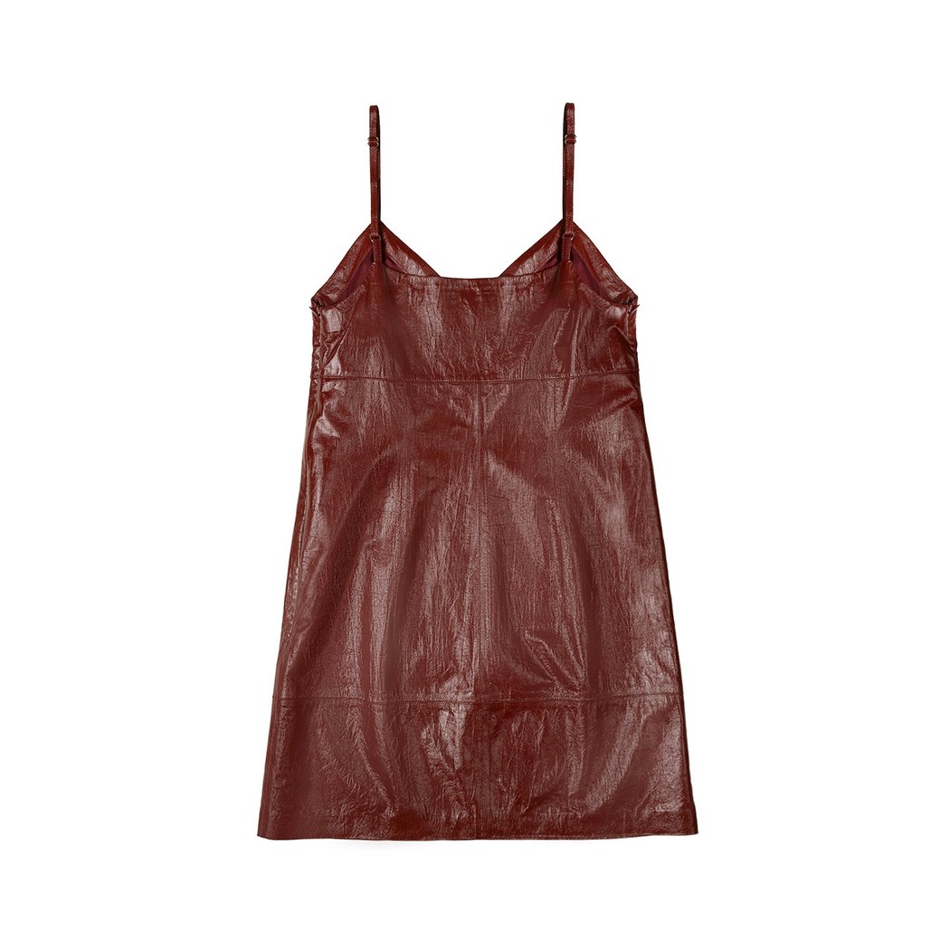 Amayeta Bordo Kadın Deri Elbise