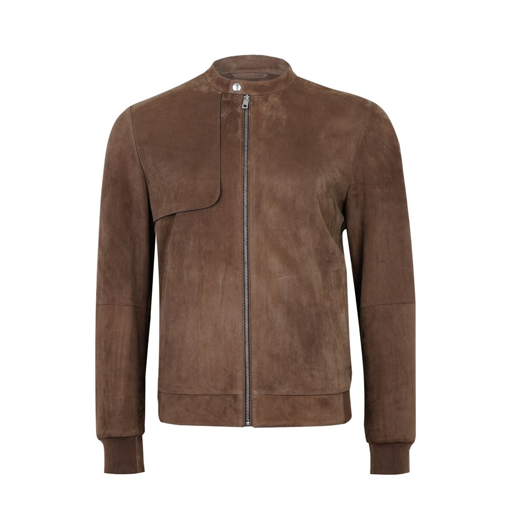 Ambrosi Kahve Erkek Bomber Süet Deri Ceket
