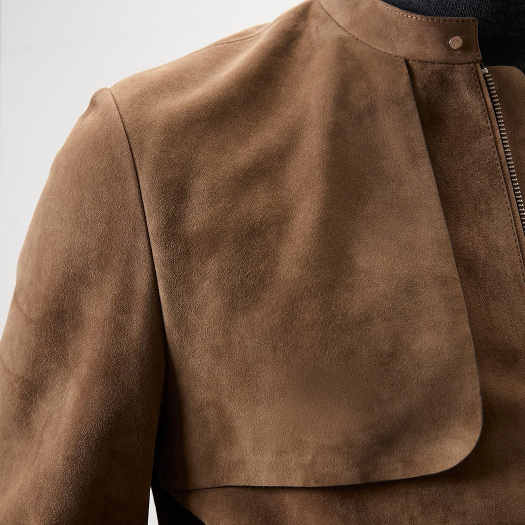 Ambrosi Kahve Erkek Bomber Süet Deri Ceket