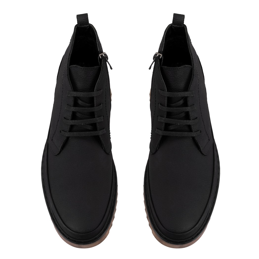 Amelas Siyah Erkek Deri Bot