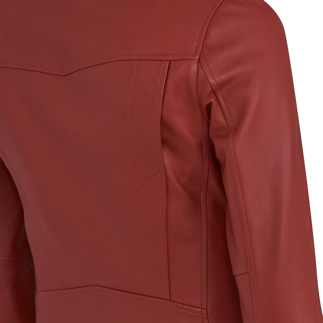 Amelia Kırmızı Kadın Biker Deri Ceket