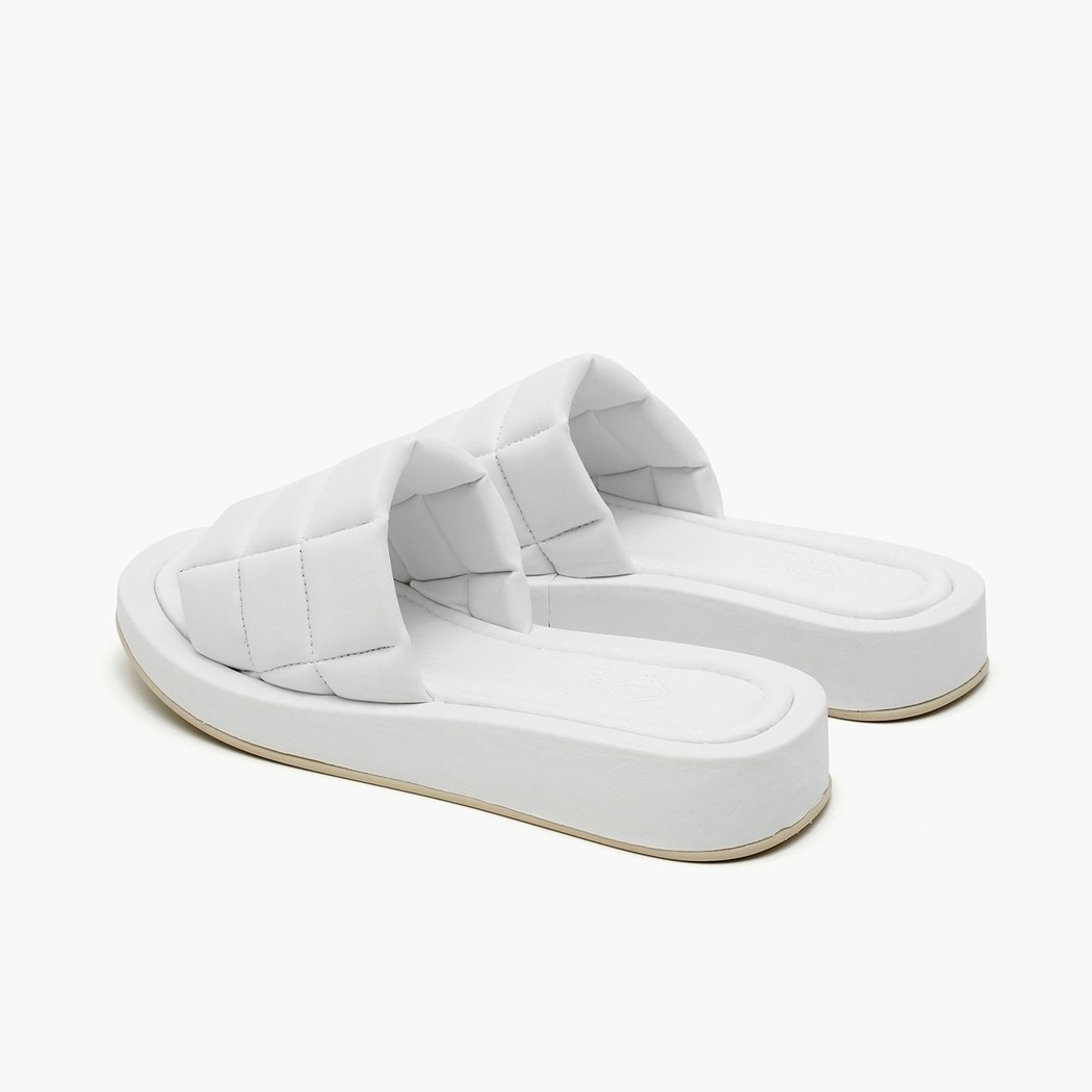 Amelie Beyaz Kadın Puffer Kapitone Terlik