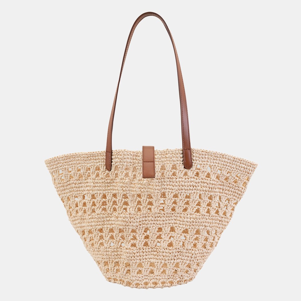 Amelie Taba Kadın Deri Detaylı Hasır Omuz Çantası