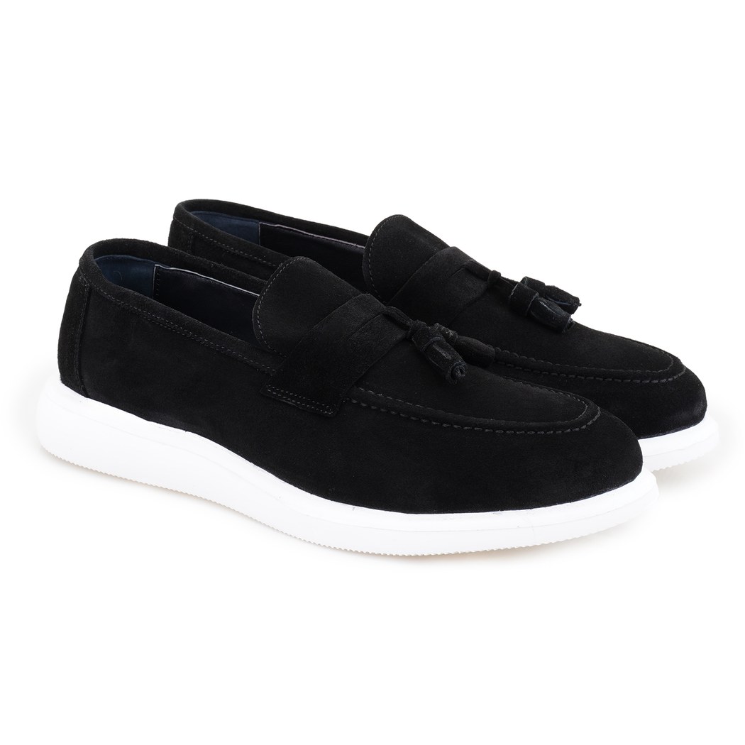 Ames Siyah Erkek Süet Deri Loafer
