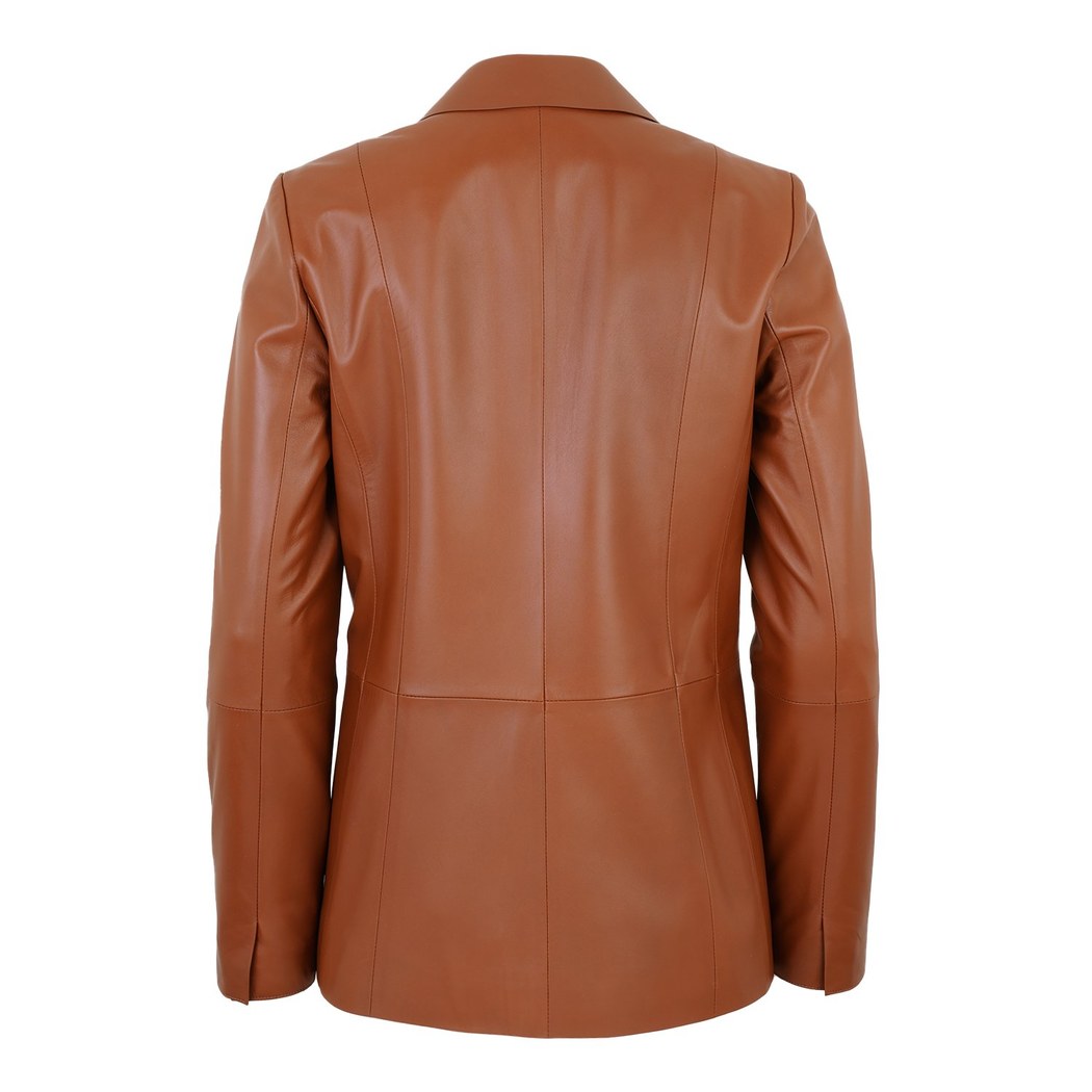 Angelea Kahve Kadın Blazer Deri Ceket