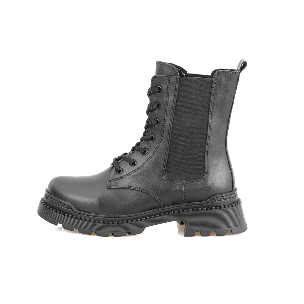 Anjer Siyah Kadın Lastikli Deri Chelsea Bot