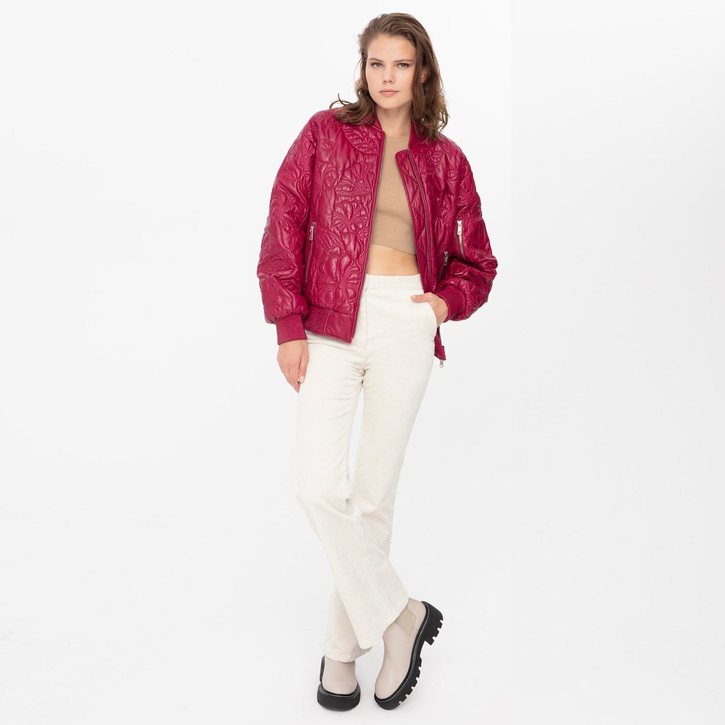 Anna Mor Kadın Çift Taraflı Deri Bomber Ceket 