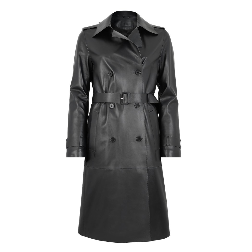 Annily Siyah Kadın Deri Trençkot