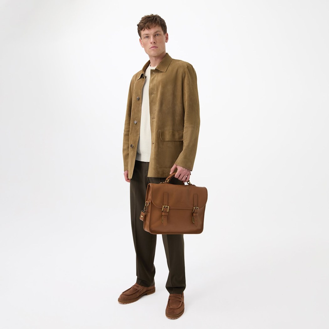 Anoki Haki Erkek Çift Taraflı Süet Deri Mont