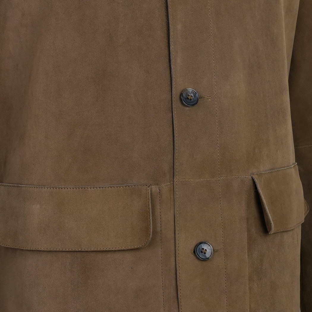 Anoki Haki Erkek Çift Taraflı Süet Deri Mont