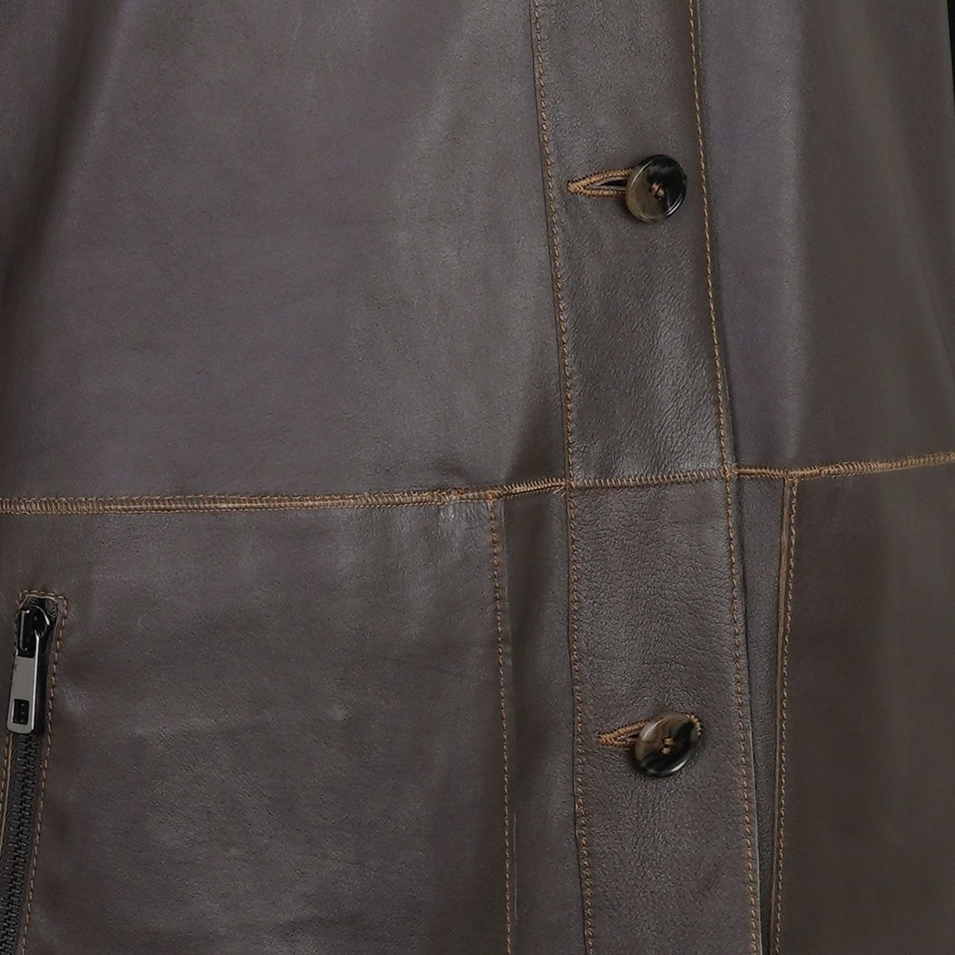 Anoki Haki Erkek Çift Taraflı Süet Deri Mont