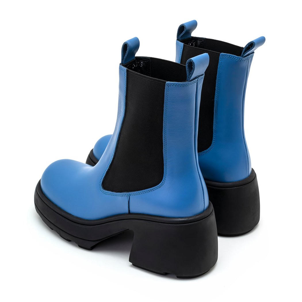 Anton Mavi Kadın Yandan Lastikli Deri Bot