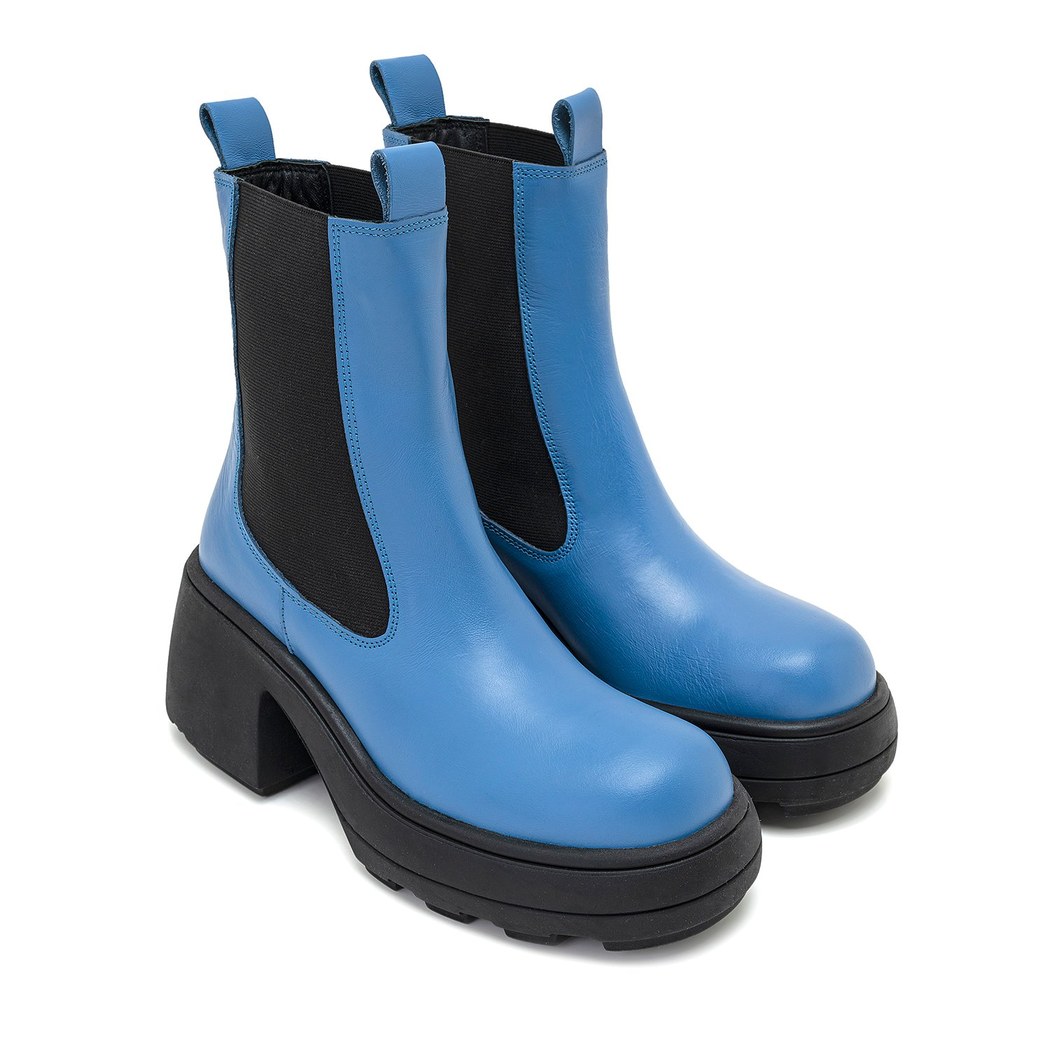 Anton Mavi Kadın Yandan Lastikli Deri Bot