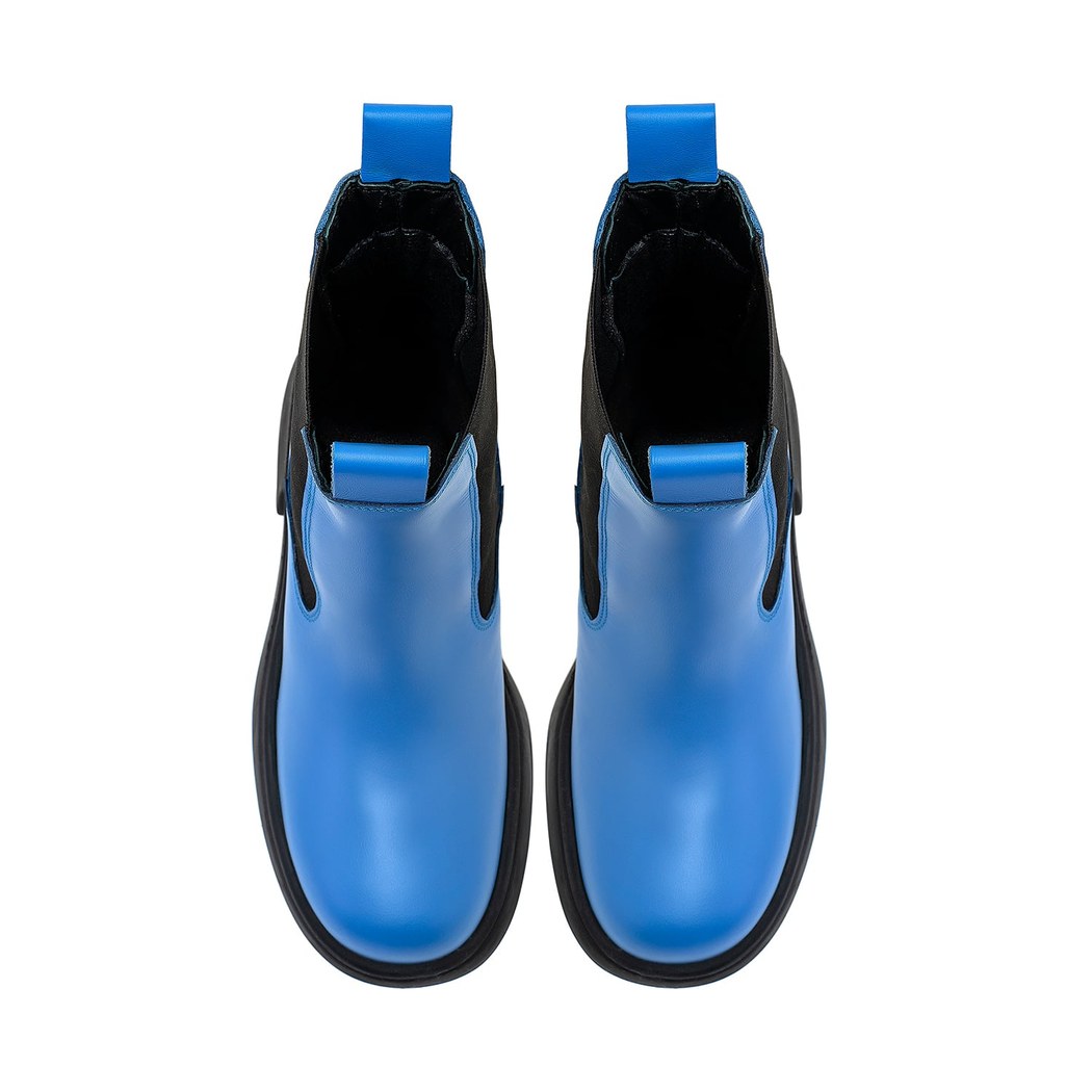 Anton Mavi Kadın Yandan Lastikli Deri Bot