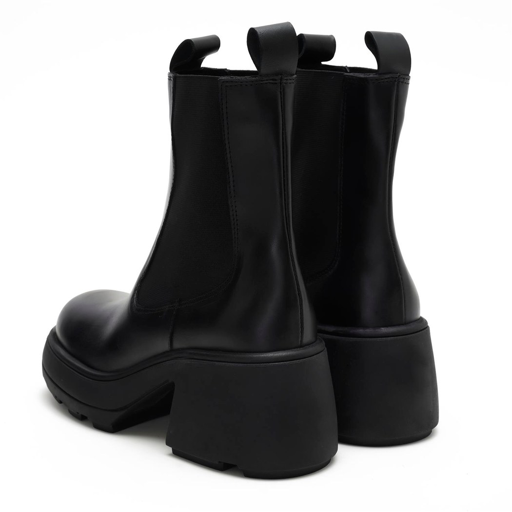 Anton Siyah Kadın Yandan Lastikli Deri Bot