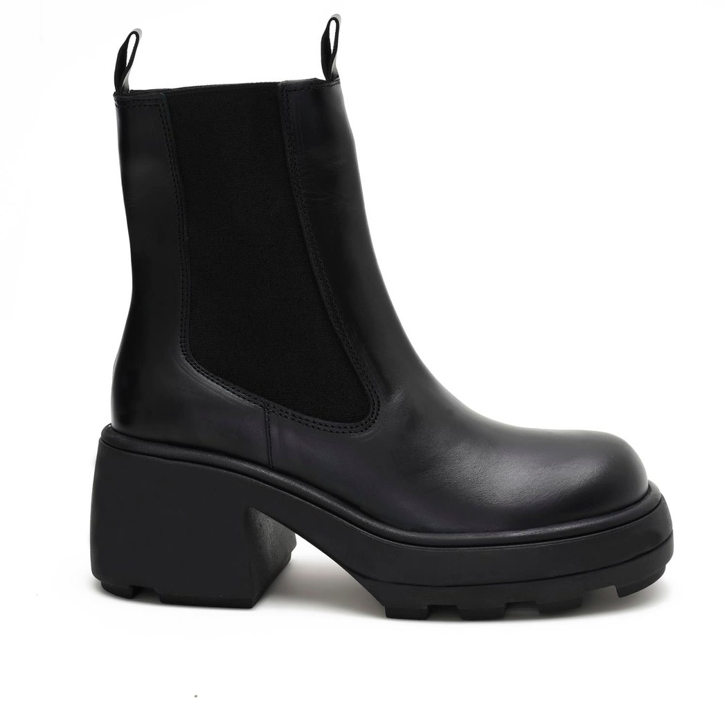 Anton Siyah Kadın Yandan Lastikli Deri Bot