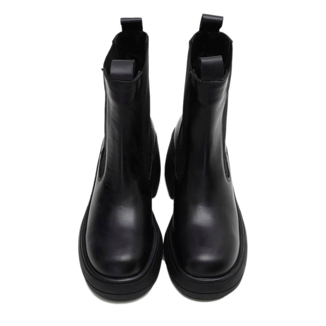 Anton Siyah Kadın Yandan Lastikli Deri Bot