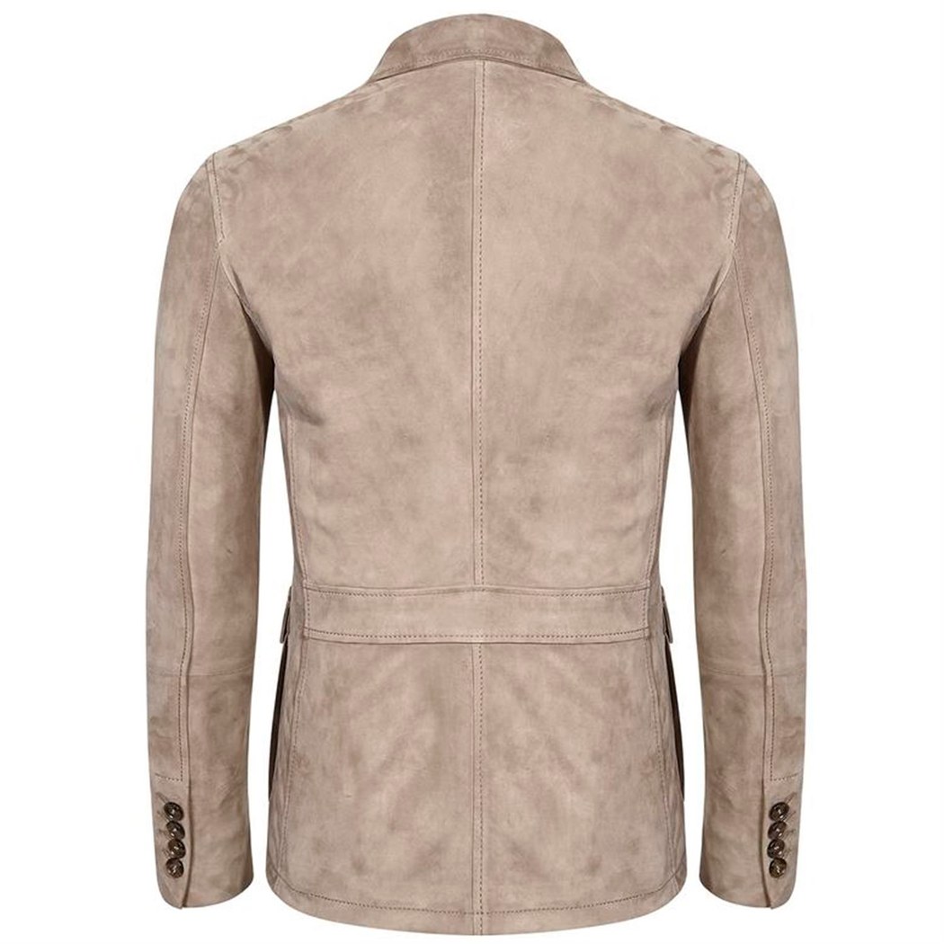 Antonin Bej Erkek Süet Safari Deri Ceket