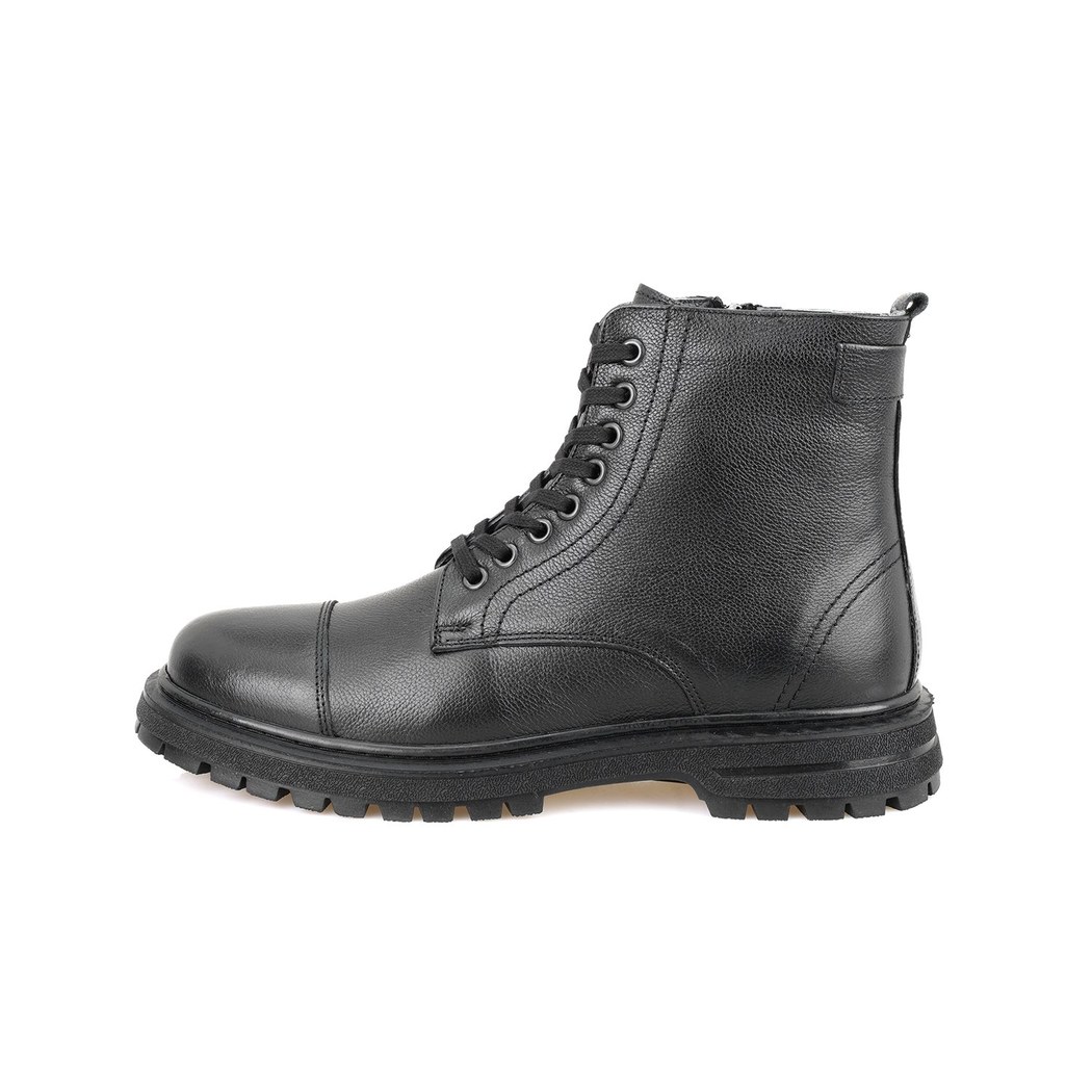 Antonio Siyah Erkek Fermuarlı Deri Bot