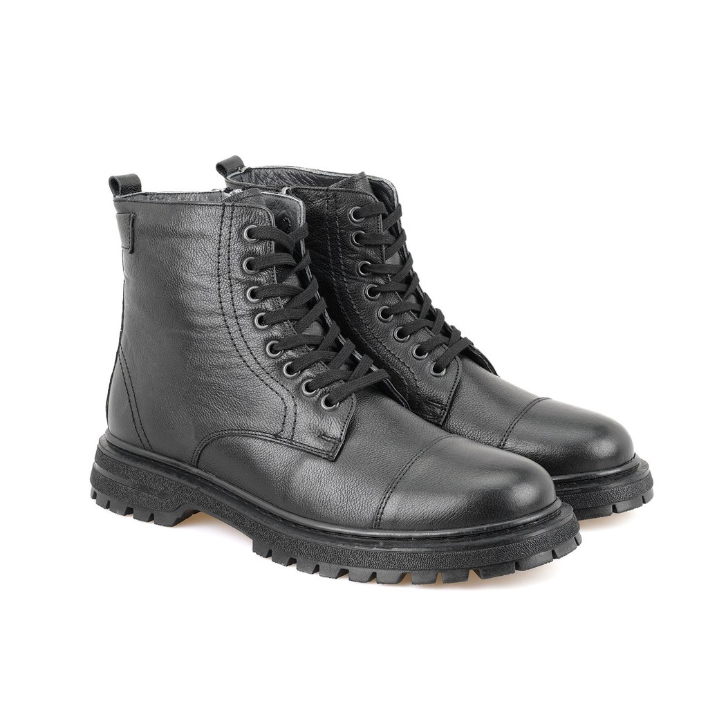 Antonio Siyah Erkek Fermuarlı Deri Bot