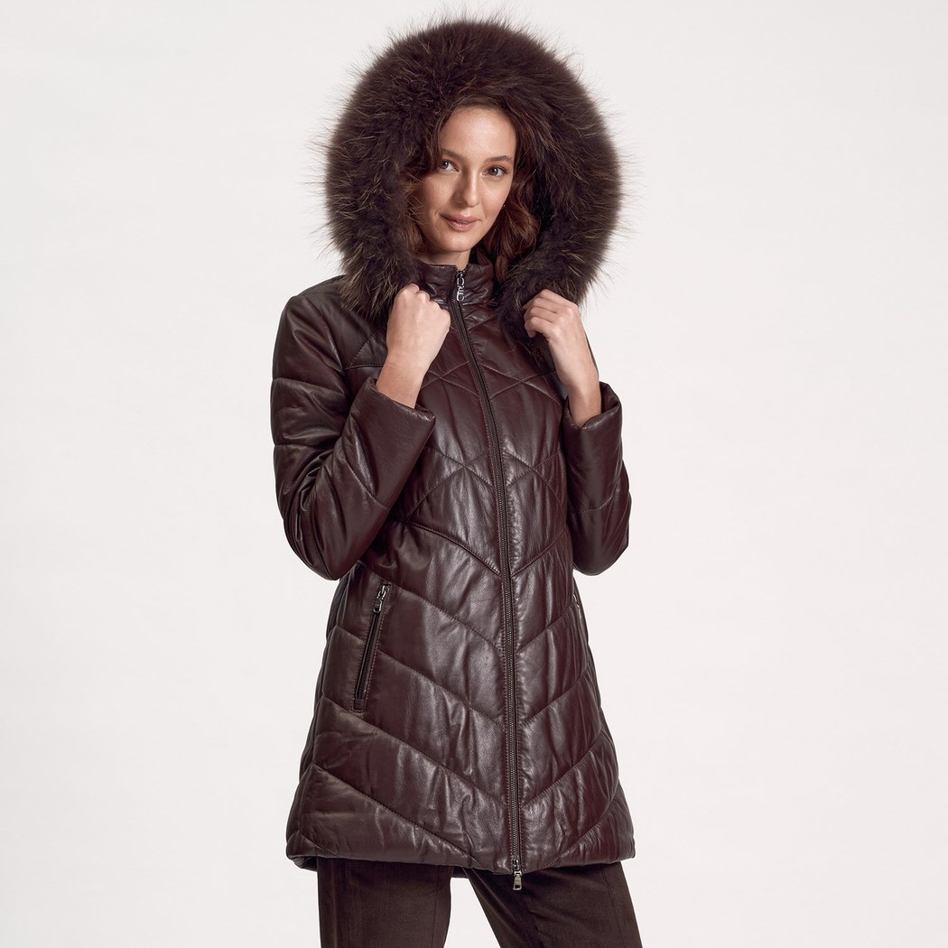 Aoibhinn Kadın Şişme Deri Mont