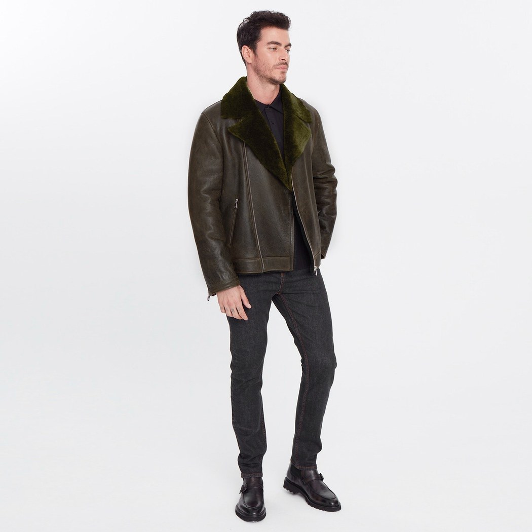 Ariance Yeşil Erkek Kürk Mont