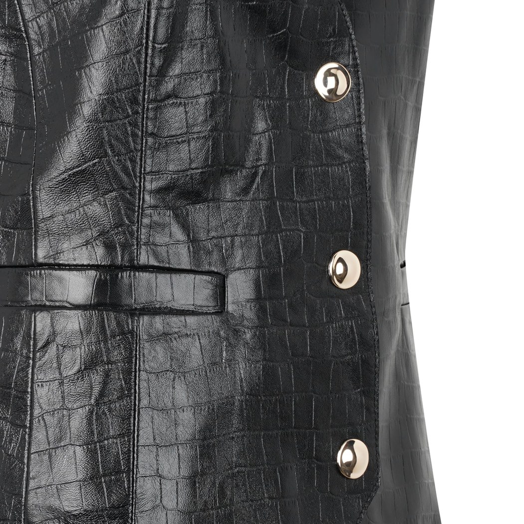 Arnia Siyah Kadın Kroko Baskılı Deri Yelek