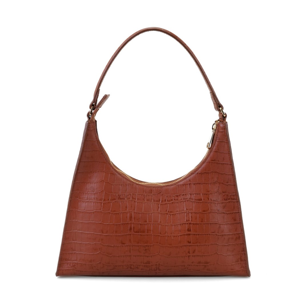 Aspen Kahve Kadın Kroko Baskılı Deri Omuz Çantası