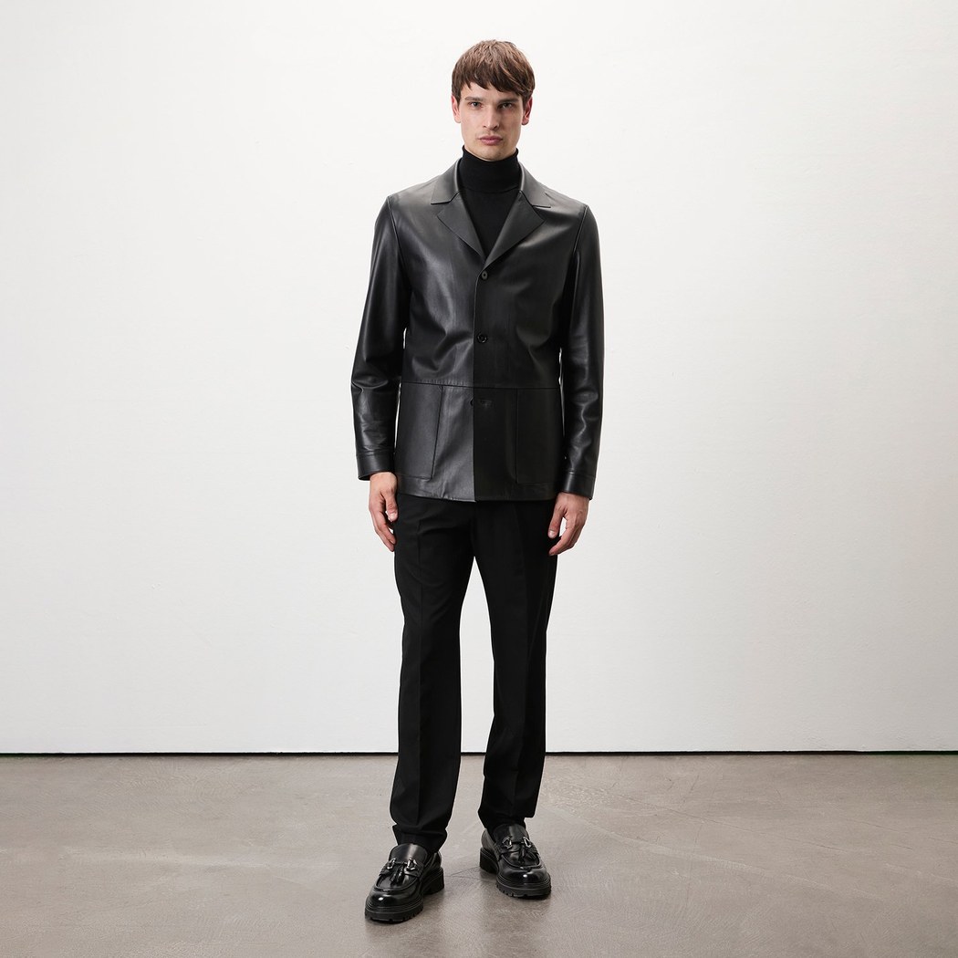 Auburn Siyah Erkek Deri Blazer Ceket