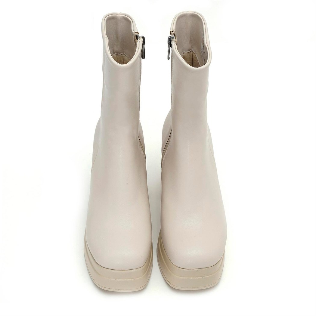 Aurel Krem Kadin Platform Topuklu Bot