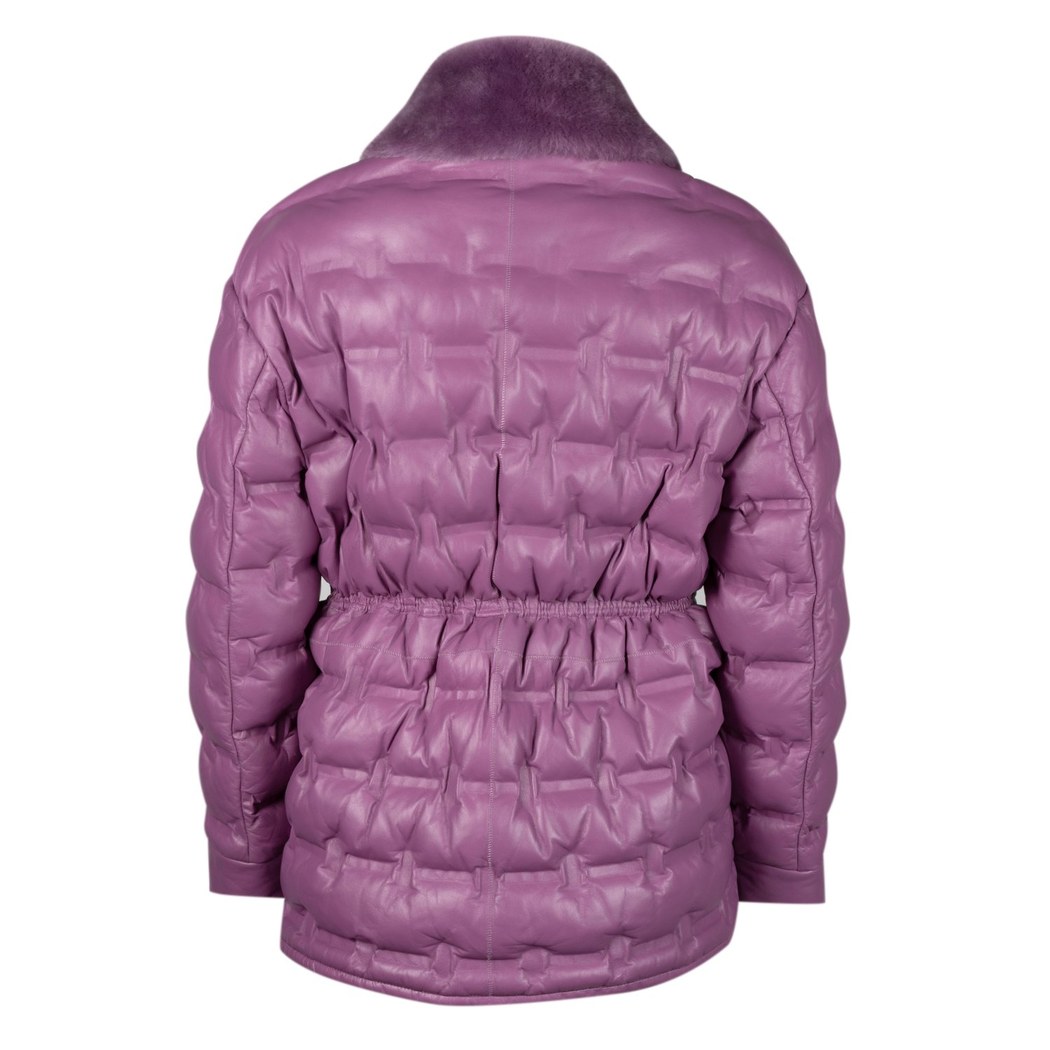 Avari Mor Kadın Puffer Deri Mont