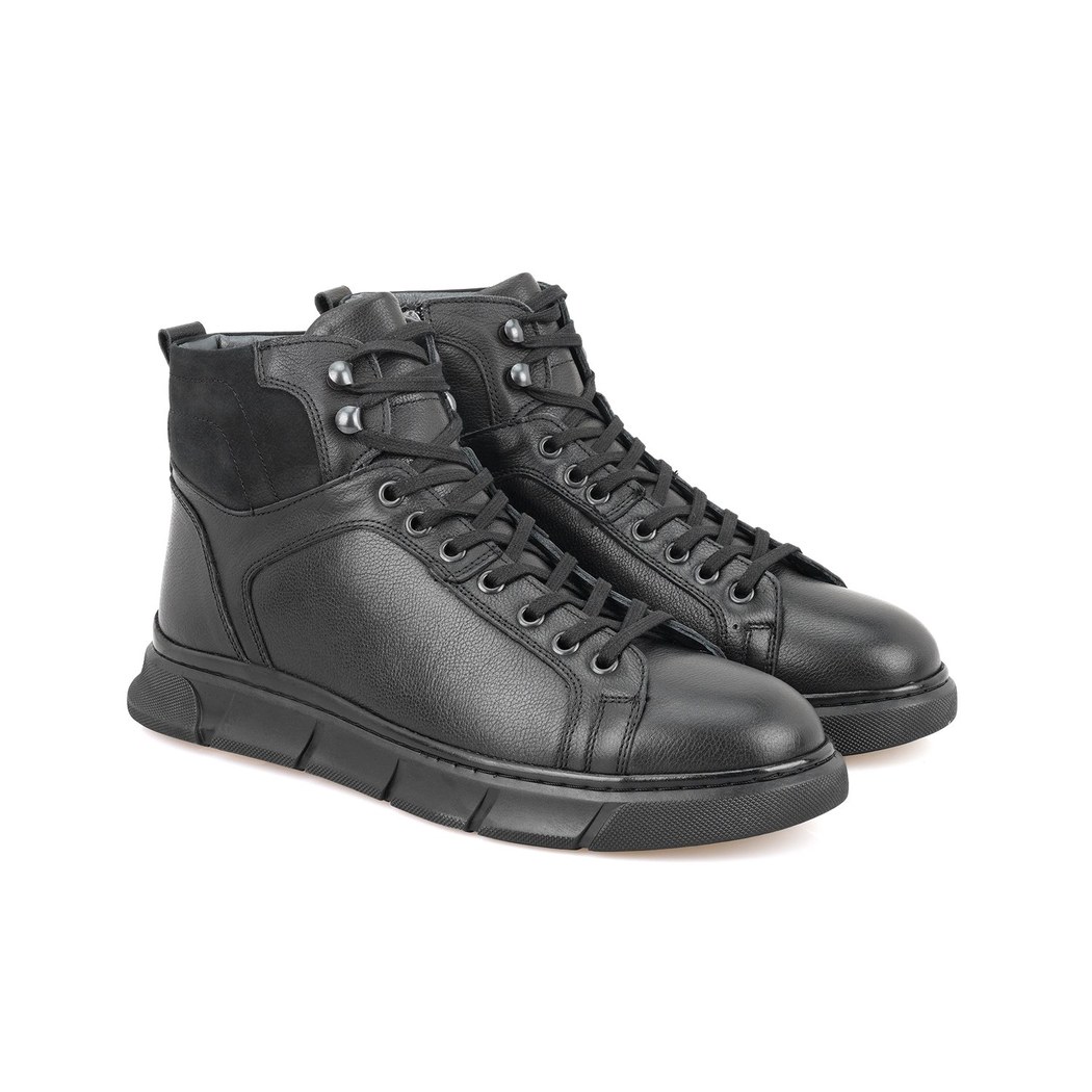 Axel Siyah Erkek Fermuarlı Deri Bot