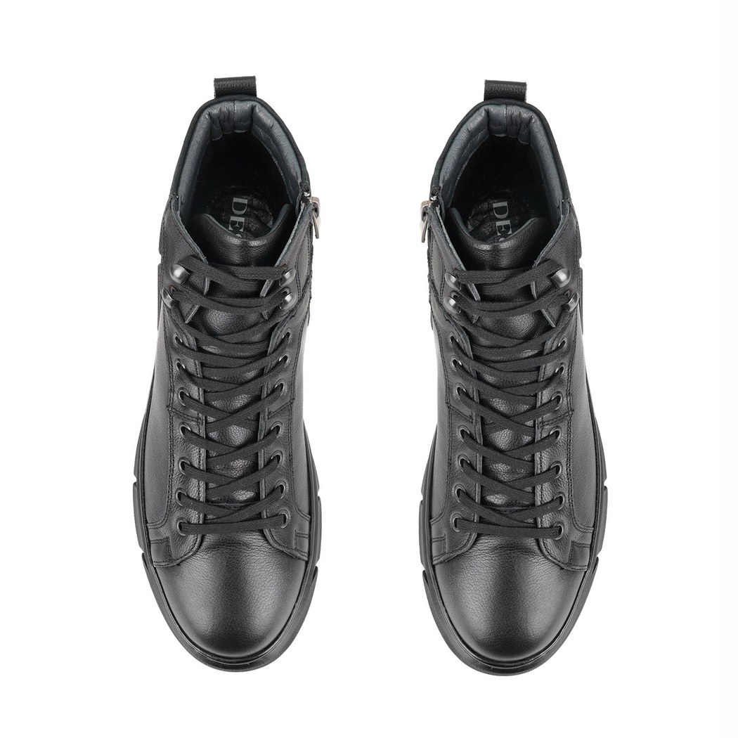 Axel Siyah Erkek Fermuarlı Deri Bot