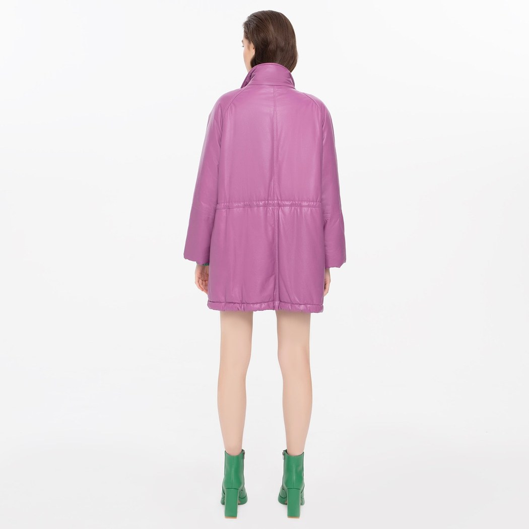 Ayiana Mor Kadın Deri Puffer Kaban