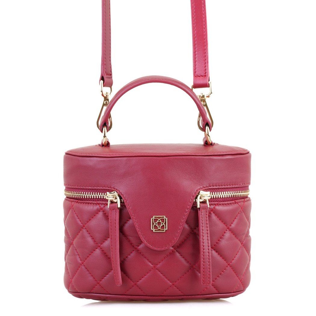 Azelie Bordo Kadın Kapitone Deri El Çantası