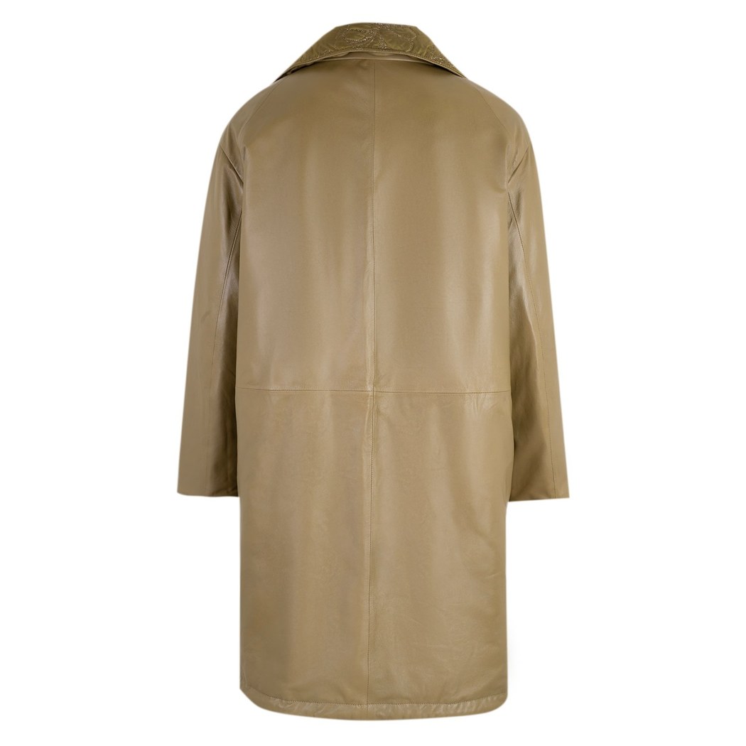 Azia Haki Kadın Çift Taraflı Deri Trençkot