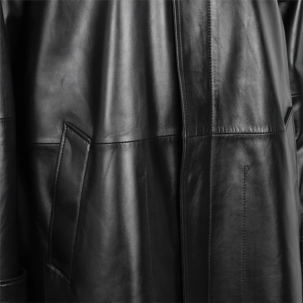 Bastion Siyah Erkek Deri Palto