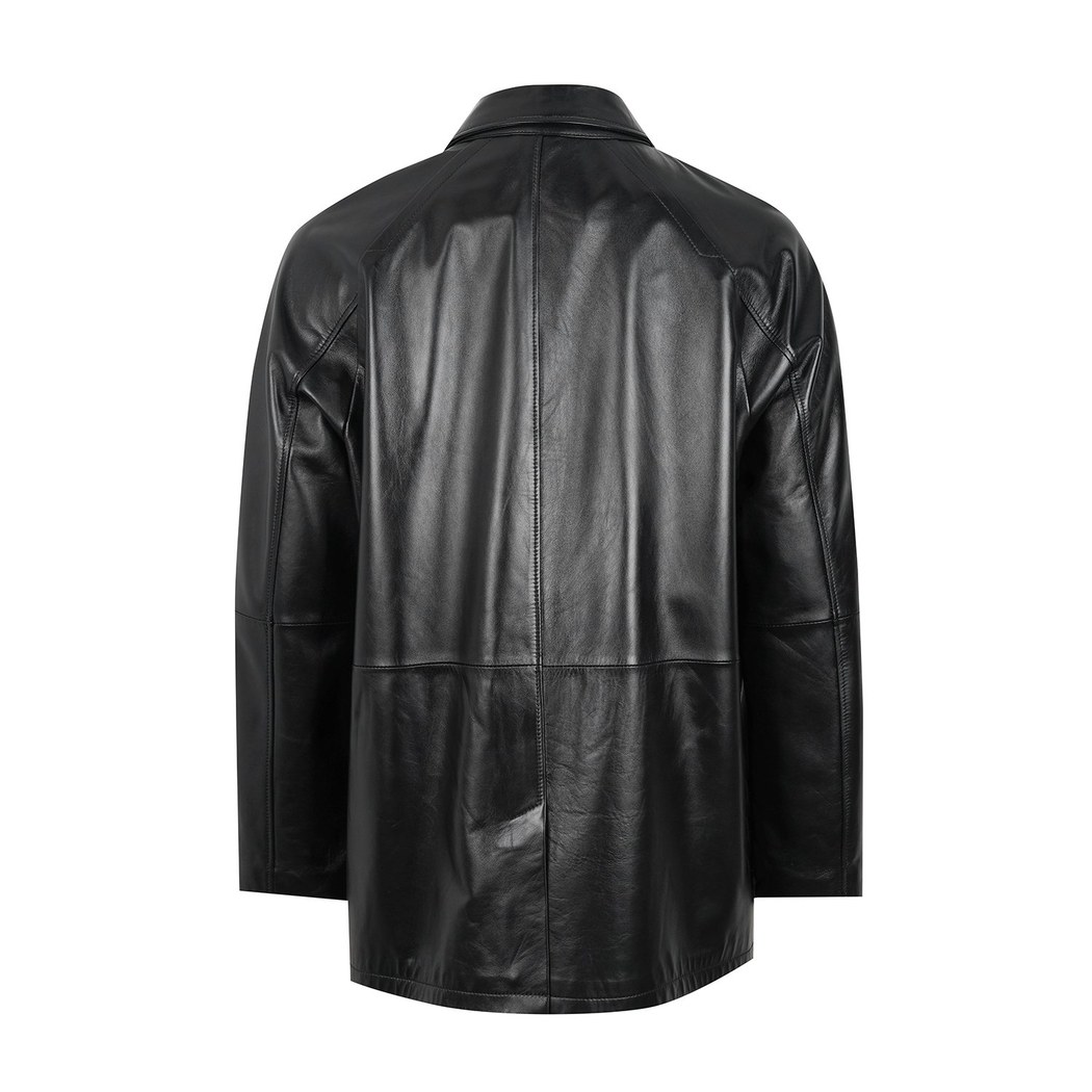 Bastion Siyah Erkek Deri Palto