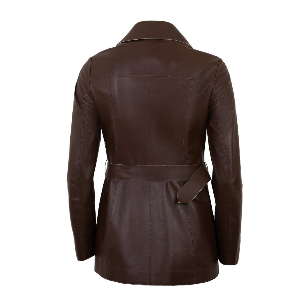 Beatricia Kahve Kadın Deri Safari Ceket