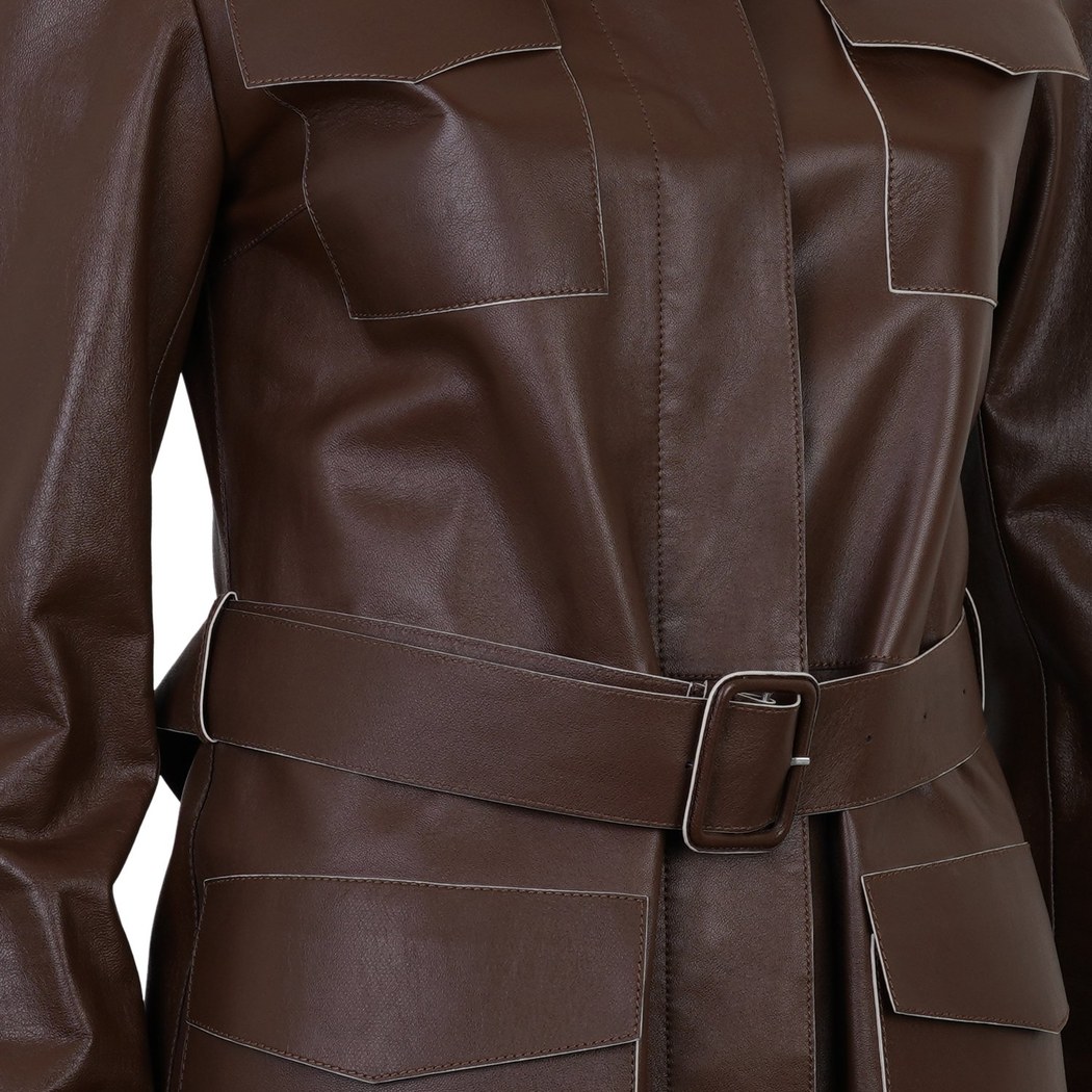 Beatricia Kahve Kadın Deri Safari Ceket