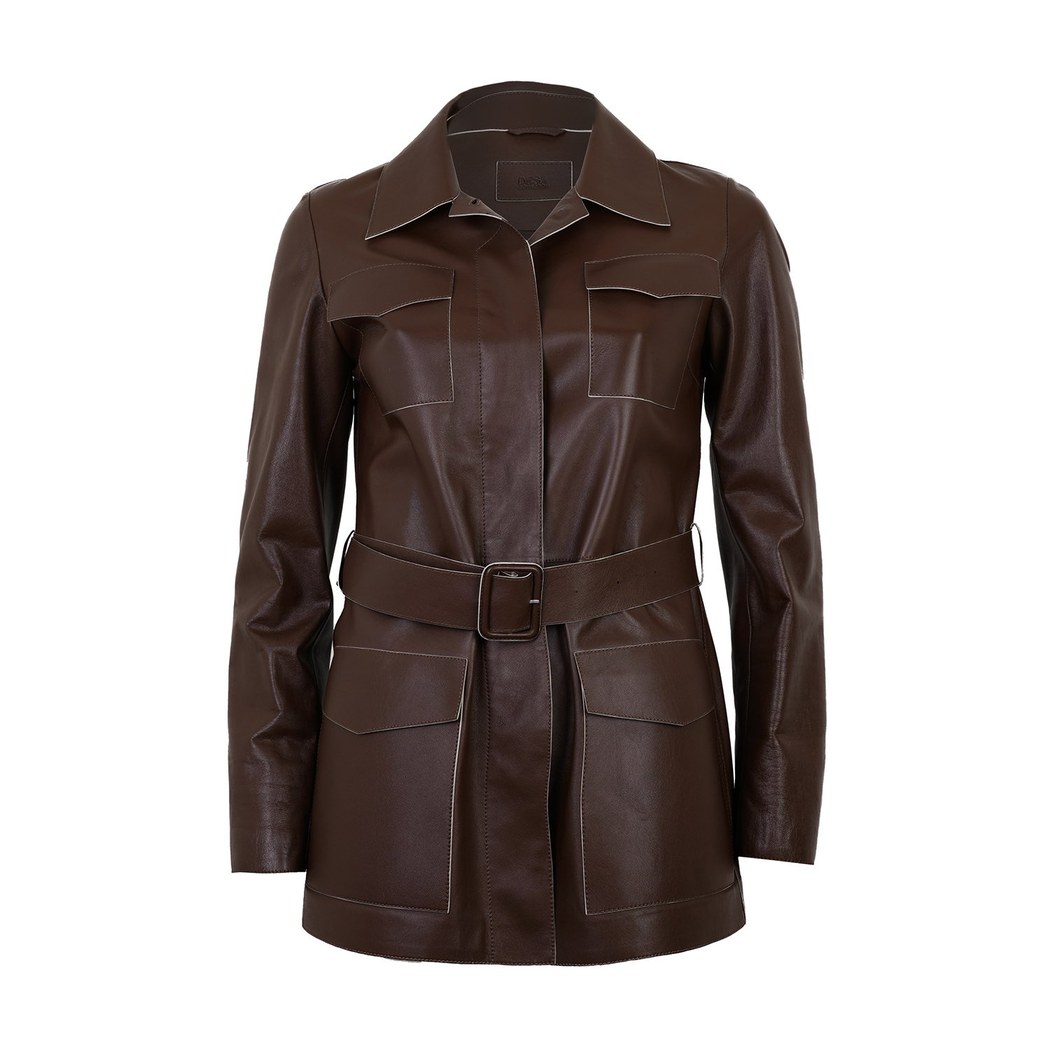 Beatricia Kahve Kadın Deri Safari Ceket