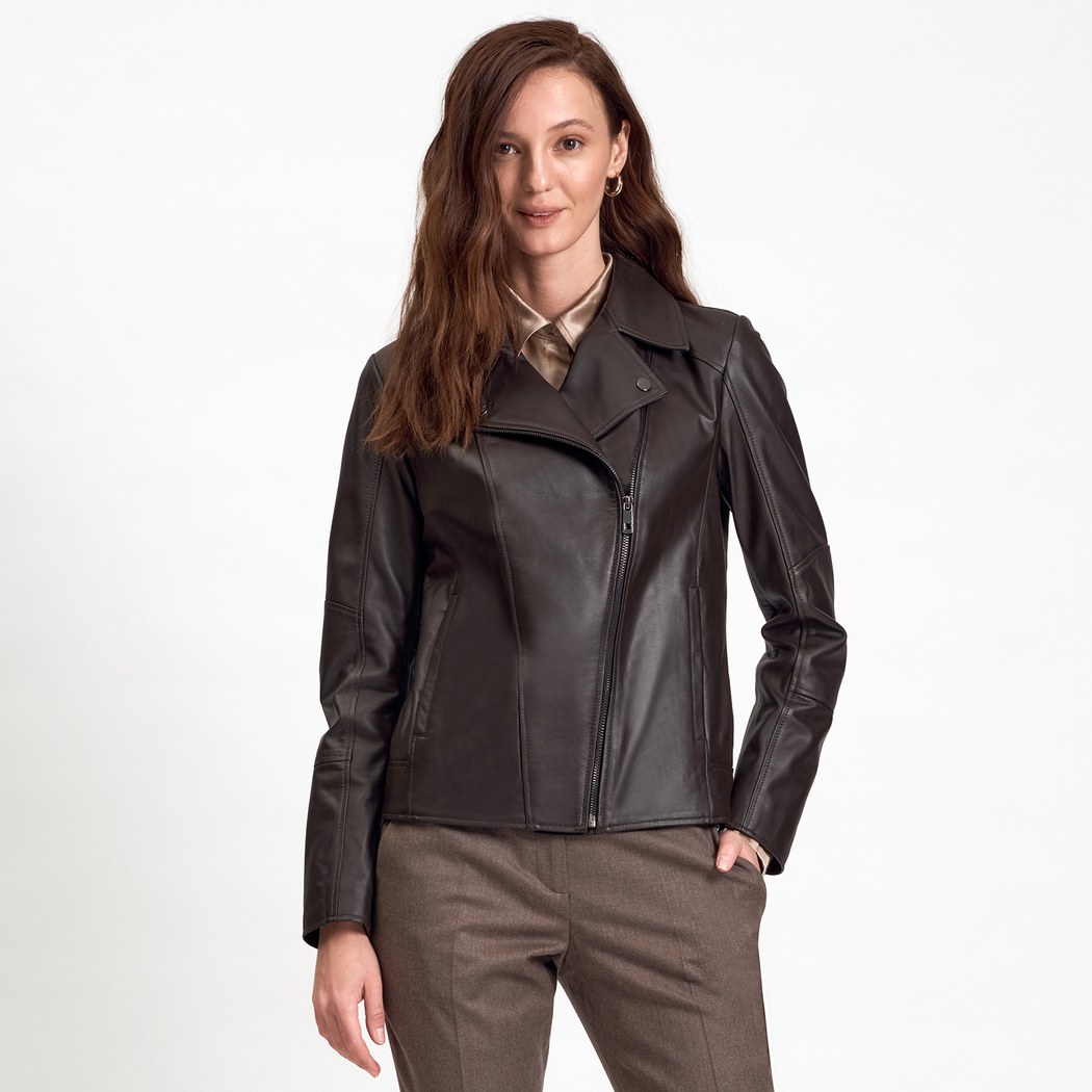 Beatrix Kadın Deri Biker Ceket