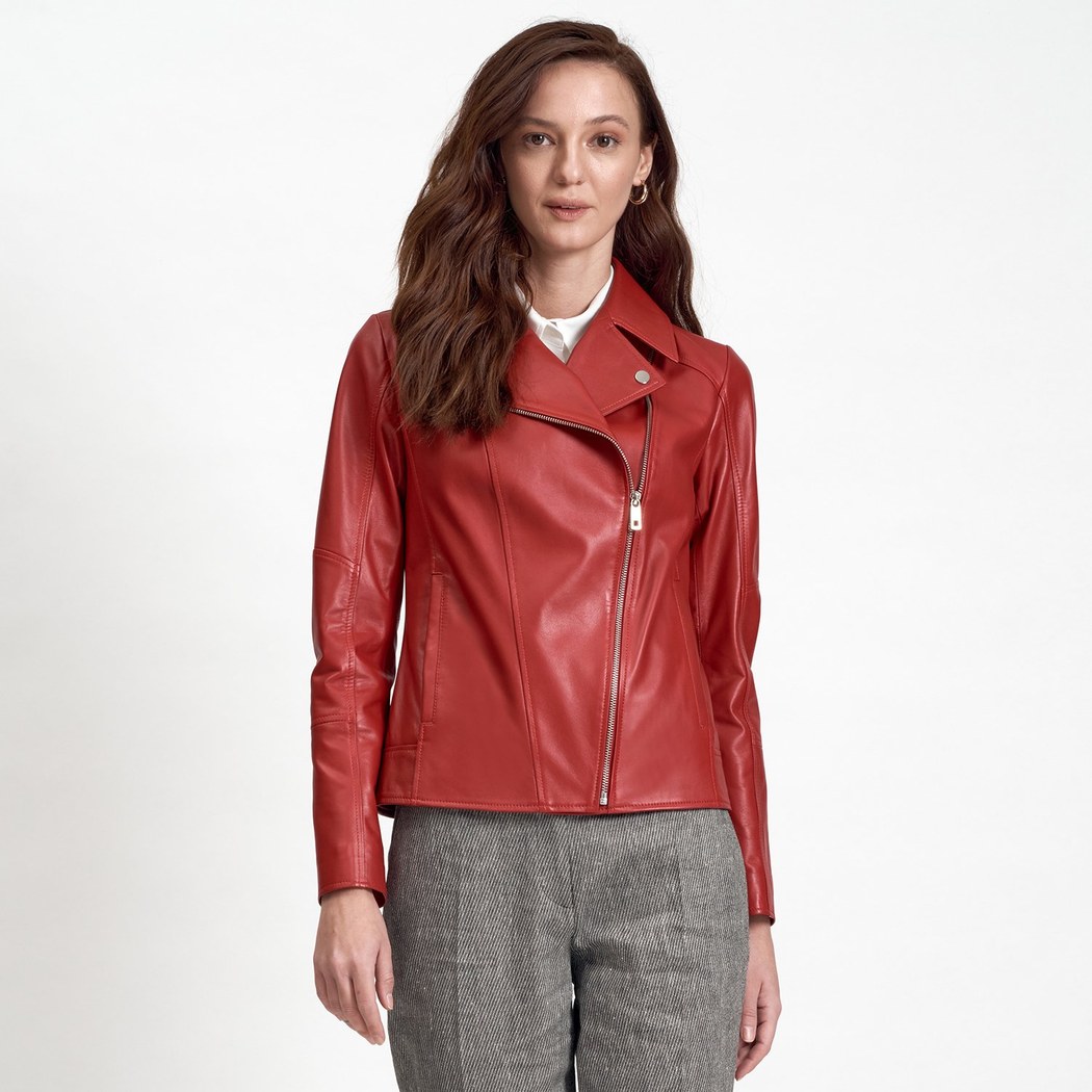 Beatrix Kadın Deri Biker Ceket