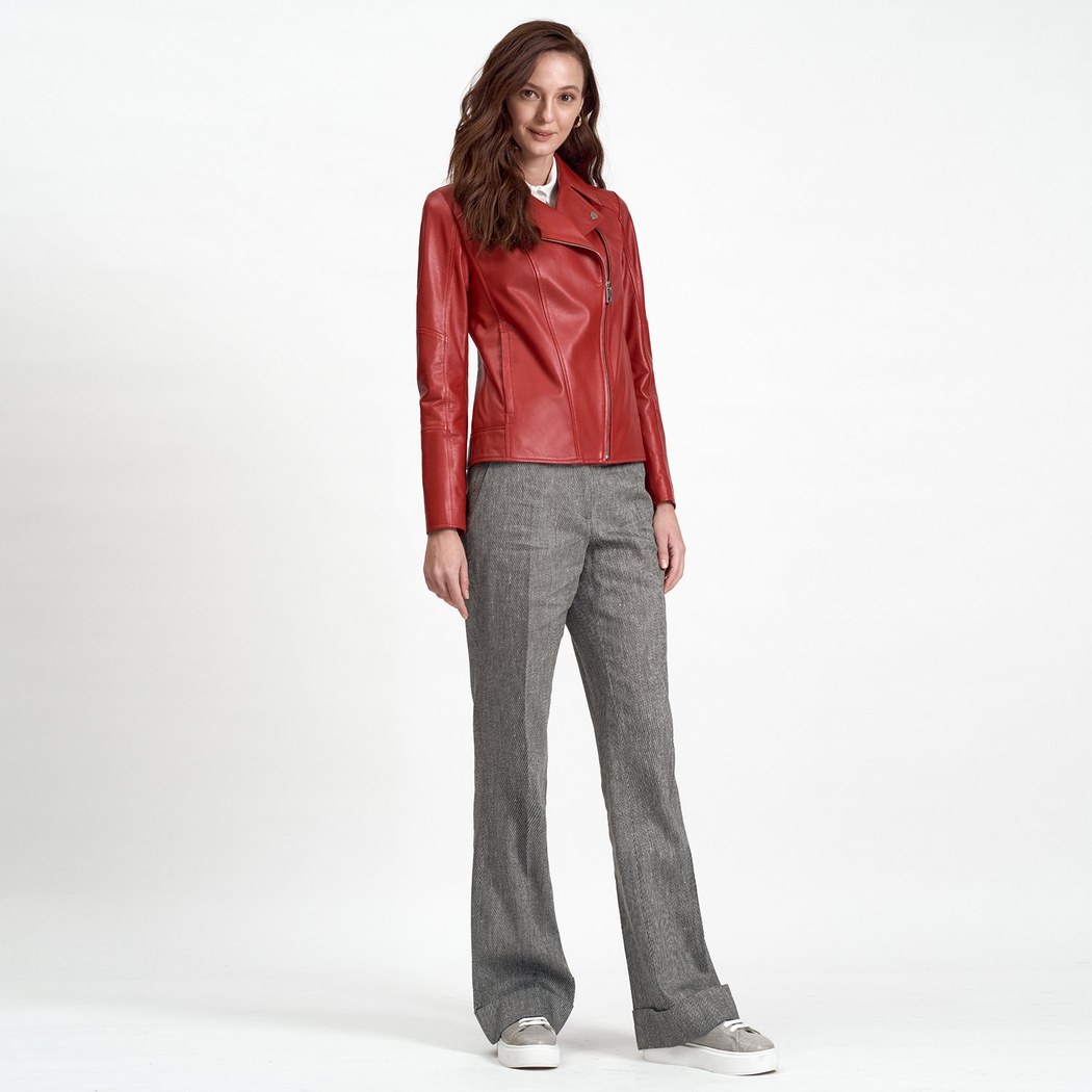 Beatrix Kadın Deri Biker Ceket