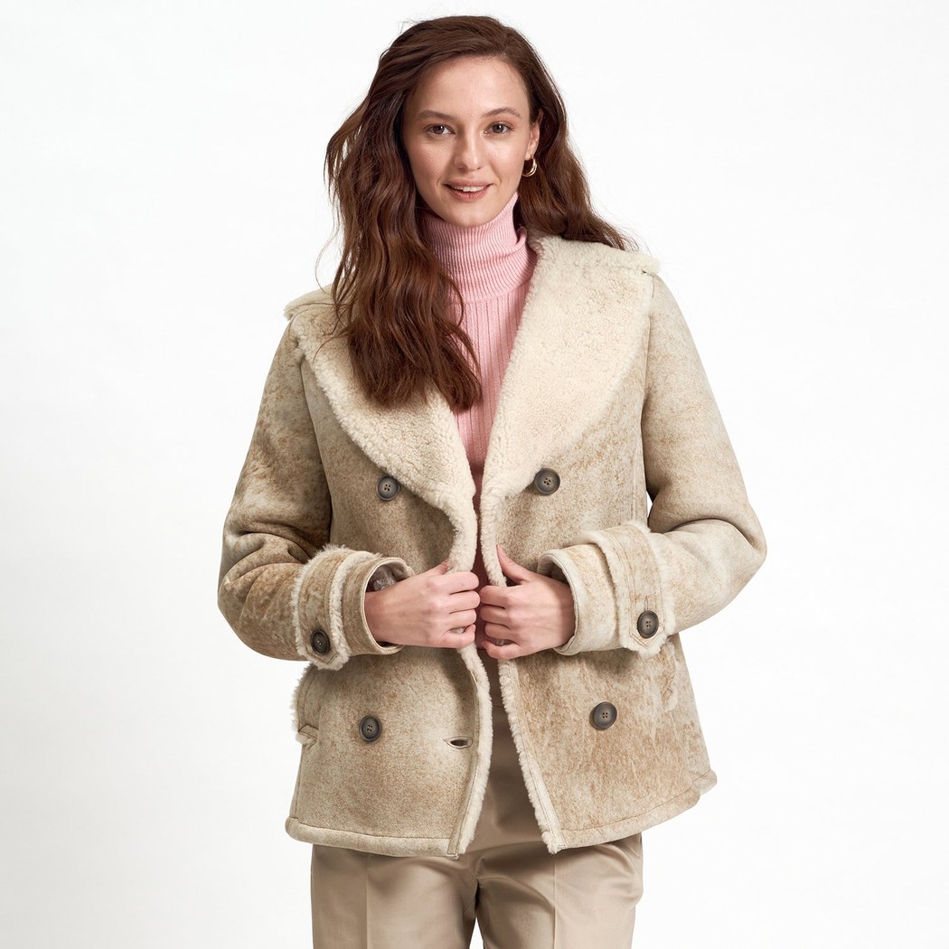 Bej Engracia Kadın Kürk Mont