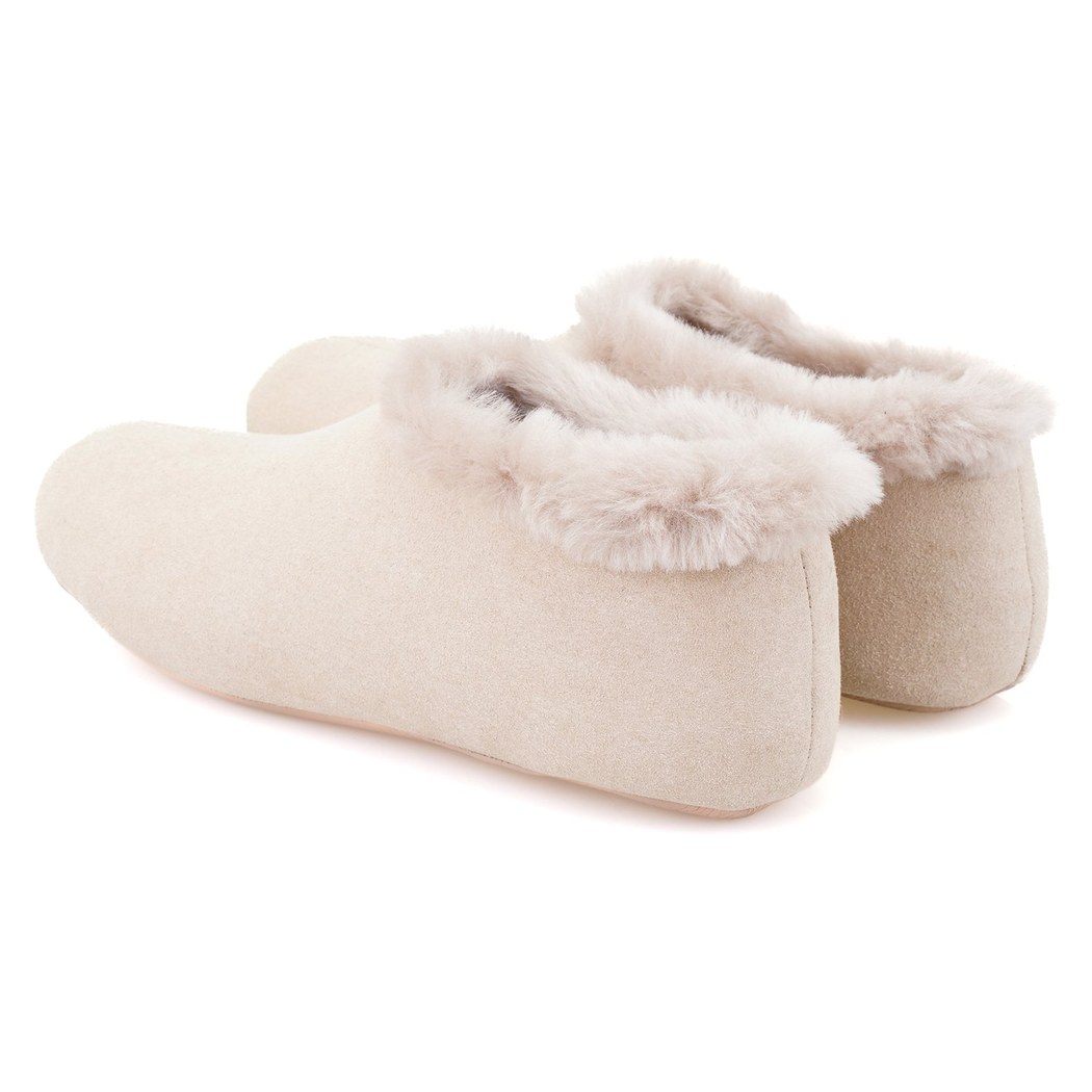 Bej Kadın Fluffy Yünlü Patik