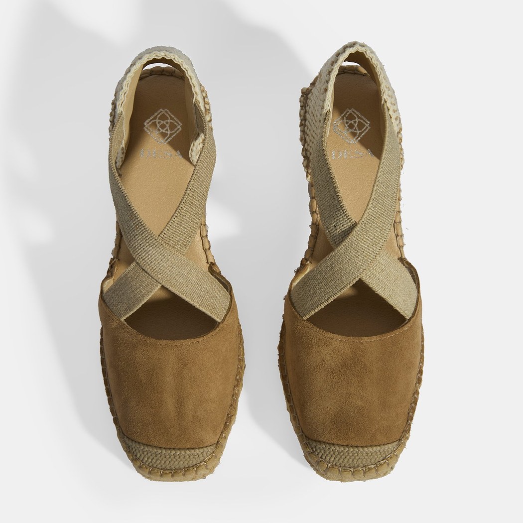 Bej Kadın Lastik Bantlı Dolgu Topuklu Süet Espadril